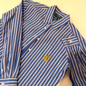 Lauren Ralph Lauren Womens Long Sleeve Button Up Shirt Logo~ Crest~ Striped (8)